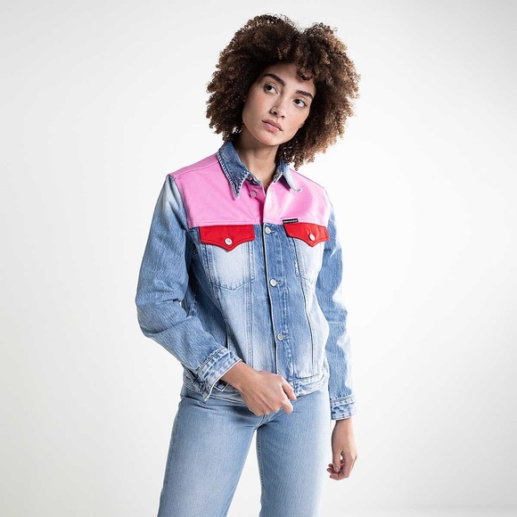 Calvin Klein colorblock trucker jacket - Picture 1 of 7